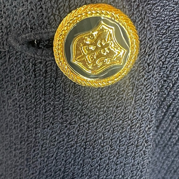 Vintage St. John by Marie grey Women's Navy Blue/red/gold cardigan size 10 - Picture 11 of 13